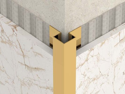 Bright Gold 2.5m สแตนเลส Quadrant กระเบื้อง Trim ด้านนอก
